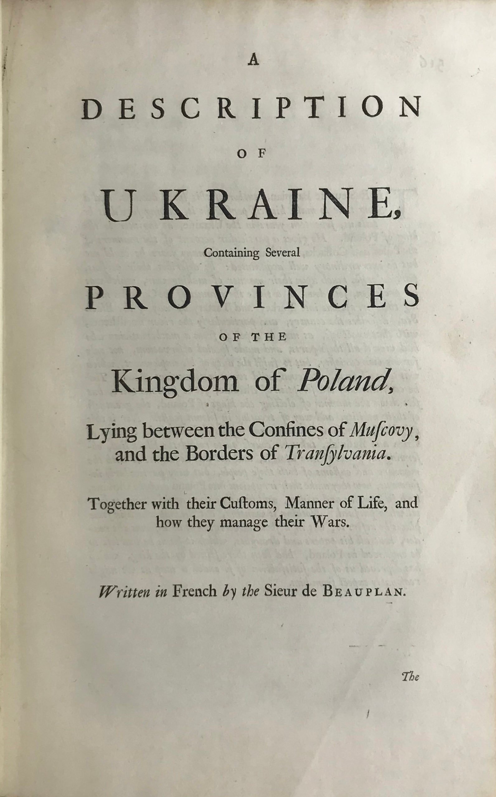 A Description of Ukranie, containing several provinces of the Kingdom of Poland …, London, 1704.