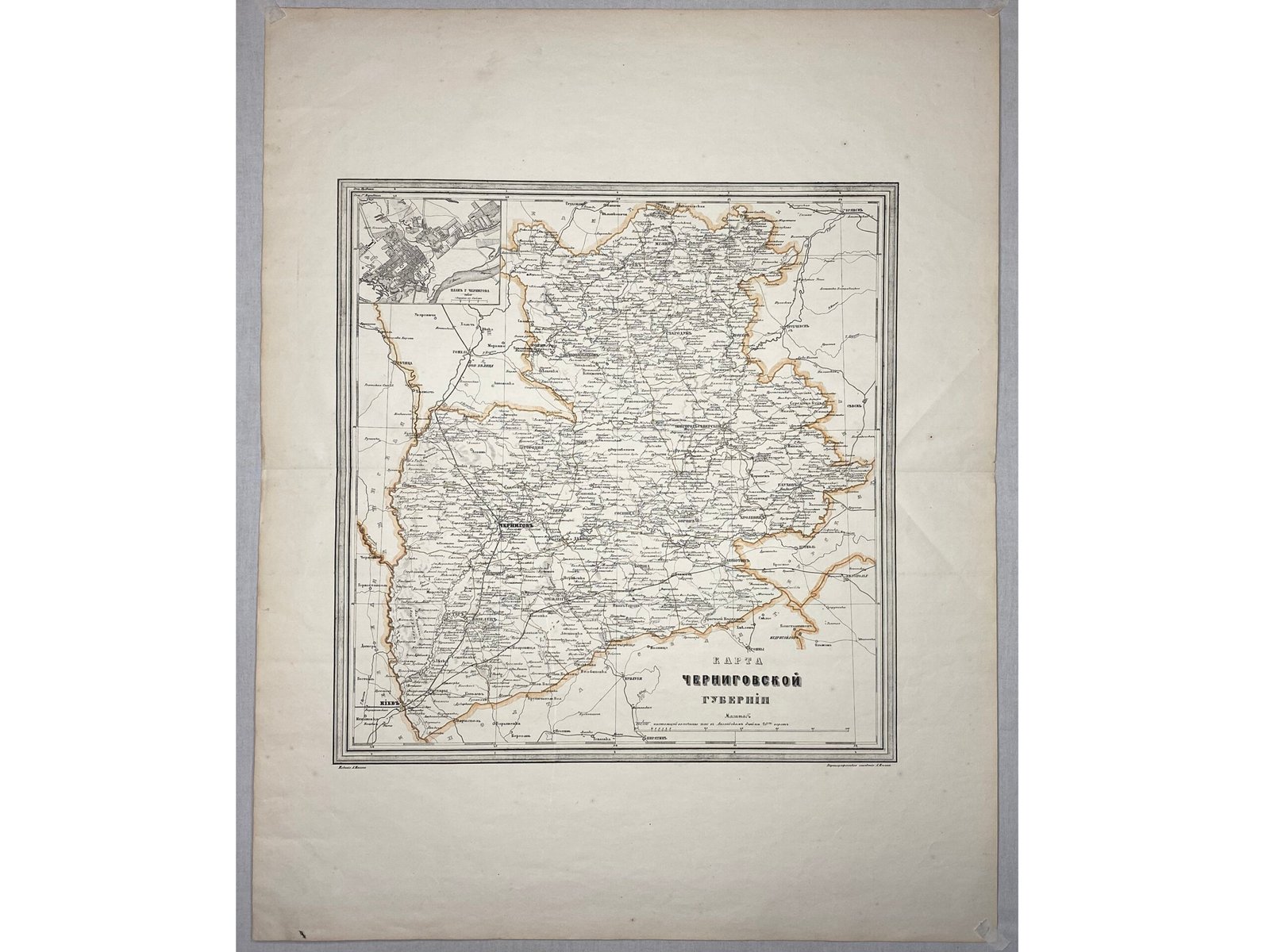 Карта ЧЕРНИГОВСКОЙ  Губернии.  Картографическое заведение  А. Ильченка.