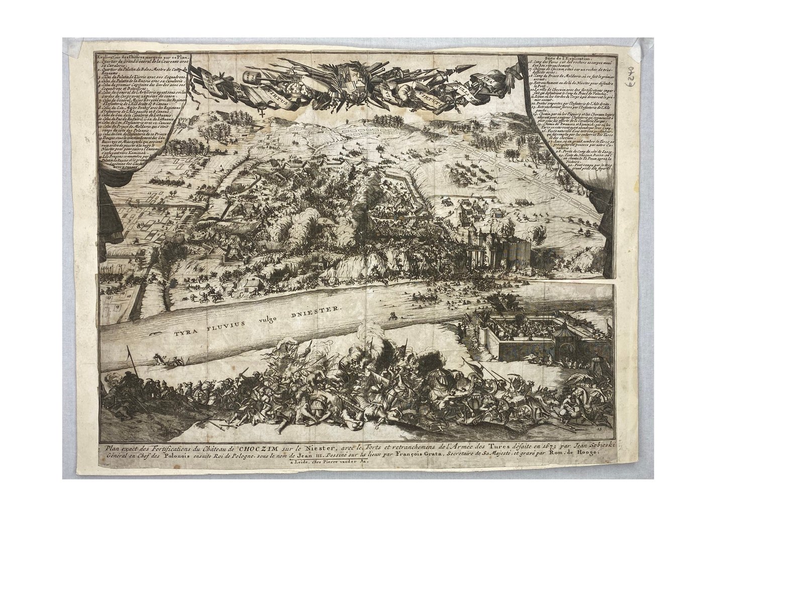 Гравюра Днестр Choczim sur le Niester van der aa 1673