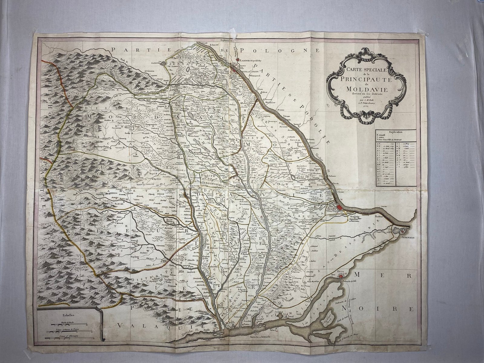 Carte speciale de la Principaute de Moldavie. C.M.Roth.S-Petersbourg.1772