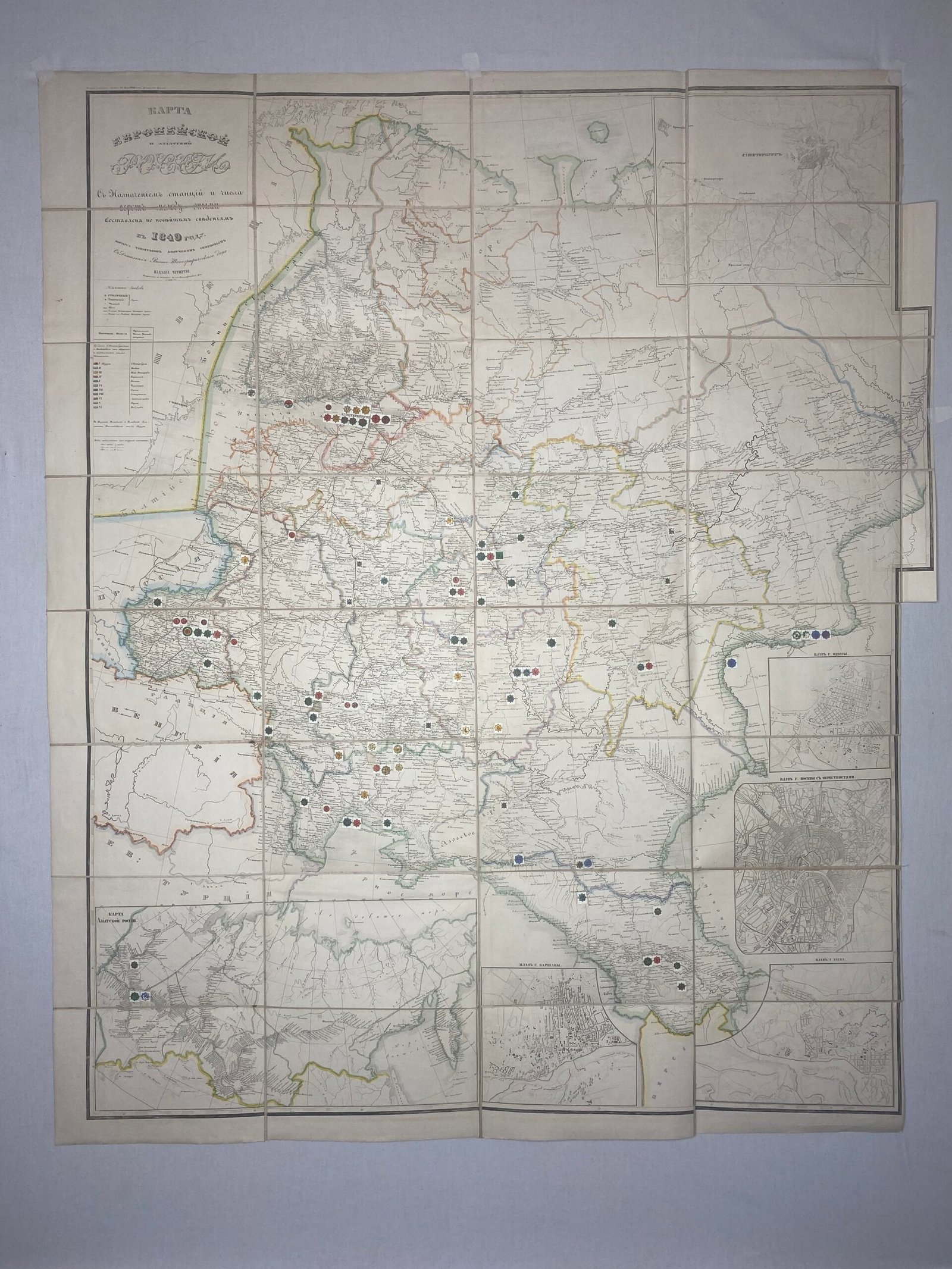 Карта европейской части России в 1849 г.