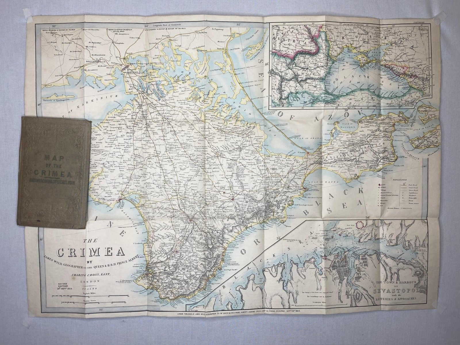 Map of the Crimea by James Wyld. Charing Cross East.  2nd edition  26th Sept.1854.